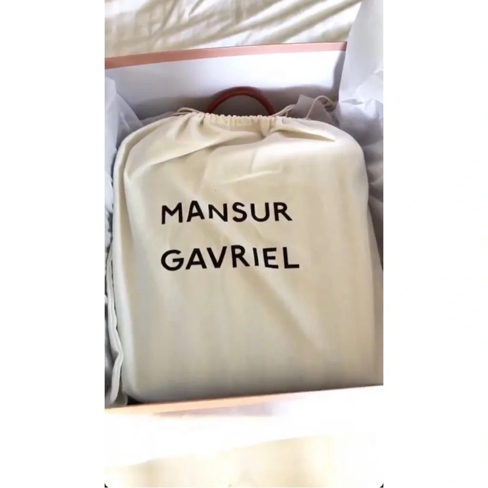 MANSUR GAVRIEL North Tote Moss/White Striped Handbag Box & Dust Bags Orig. $585 - Picture 7 of 11